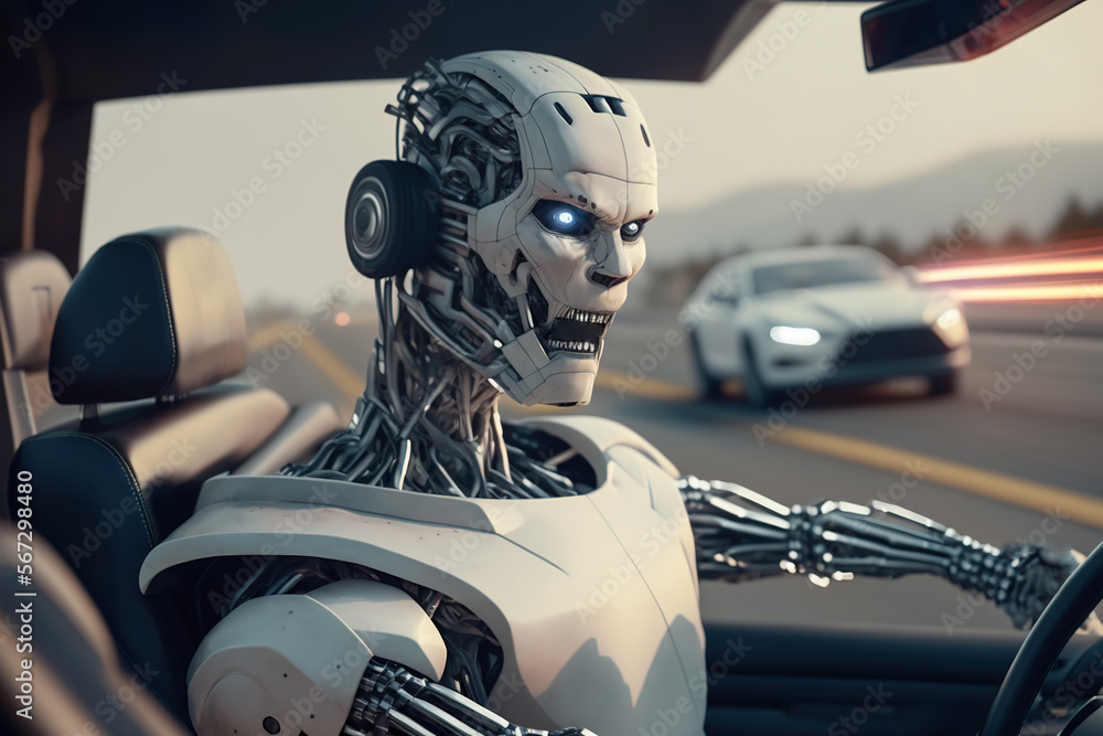 Furious road rage: humanoid robot drives aggressively, Generative AI