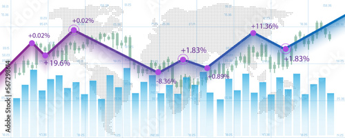 conceptual background image of stock investment graph and global market