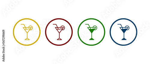 cocktail vector. cocktail icon, bar, drink or beverage in flat style - stock vector.	