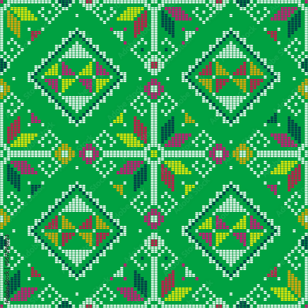 Sinaluan Pattern Filipino traditonal embroidery style inspired vector seamless pattern ...