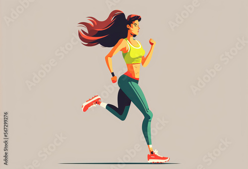 female sporty runner. Healthy active lifestyle. Generative ai