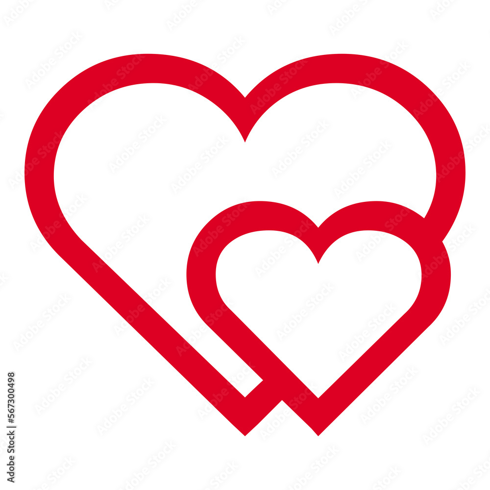 Double red heart symbol icon