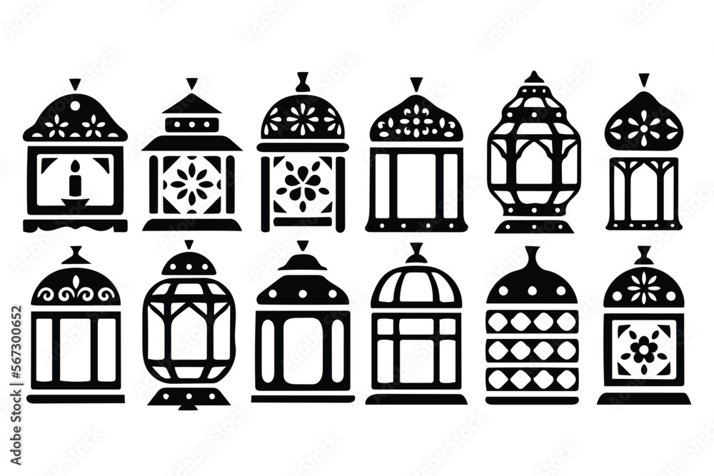 Fototapeta premium vector illustration, lantern icon set, festival icon pack, light icon set, solid icon