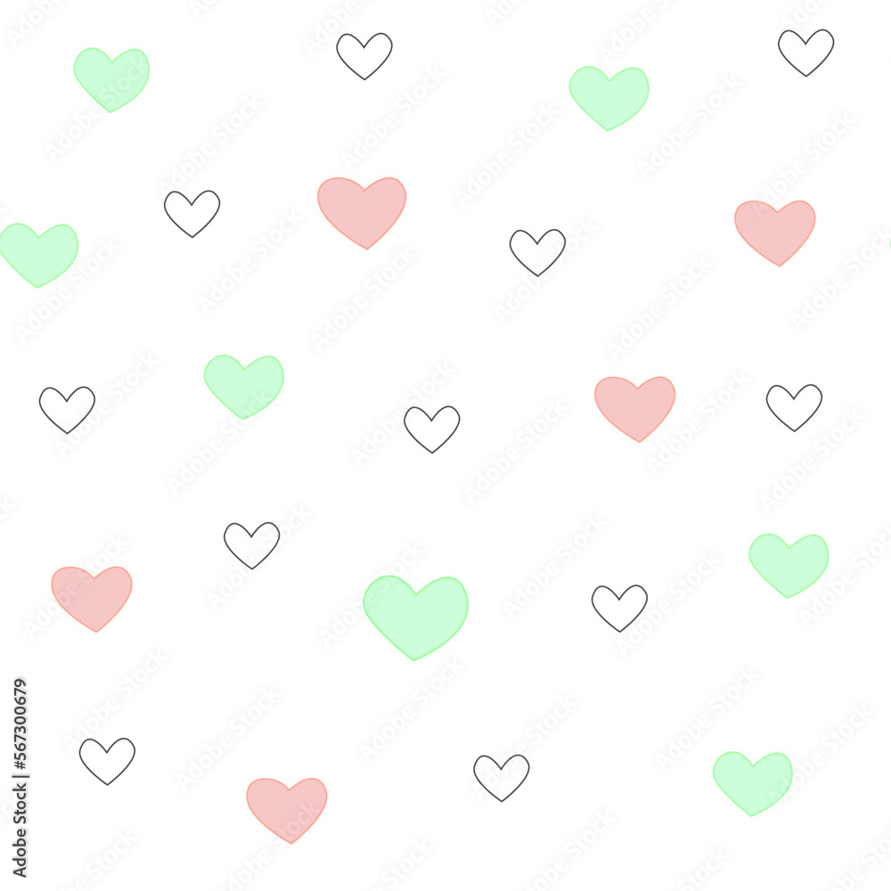 Seamless background of hearts. Vector background for printing on textiles, wrapping paper, web design and social media.