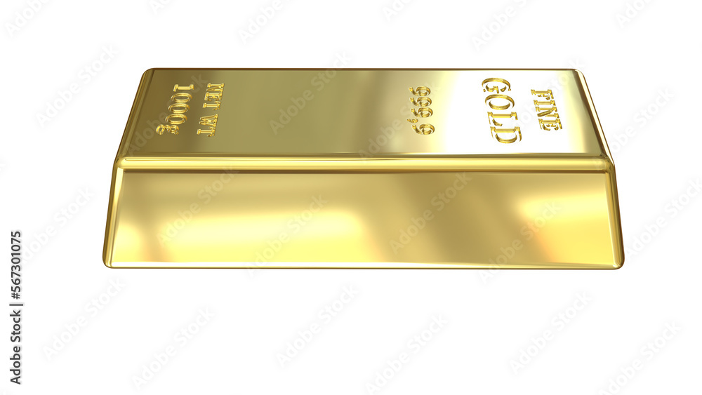 Gold Bar, Alpha channel, 3D render Gold Bar, Alpha channel, 3D render