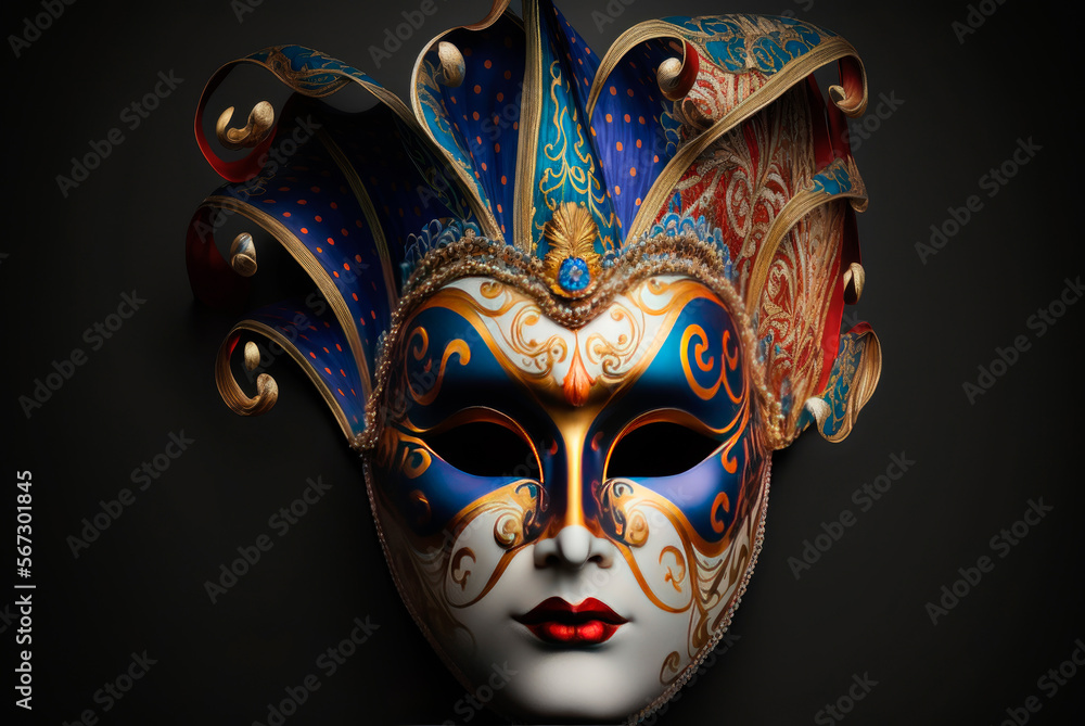 Colorful Venetian Carnival Mask. Generative AI Colorful Venetian Carnival Mask. Generative AI