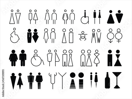 Many options for symbols depicting toilets.