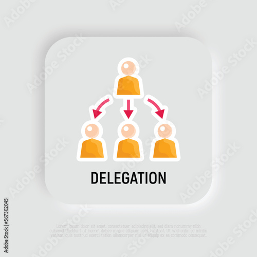 Delegate flat icon. Boss and employees. Corporate staff. Business relationship. Modern vector illustration.