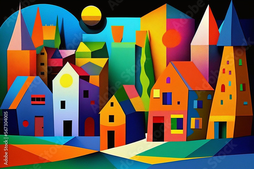 colorful European village in the style