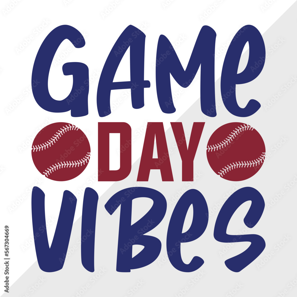 Game Day Vibes SVG Cut File, Baseball Svg, Sports Svg, Baseball Quotes