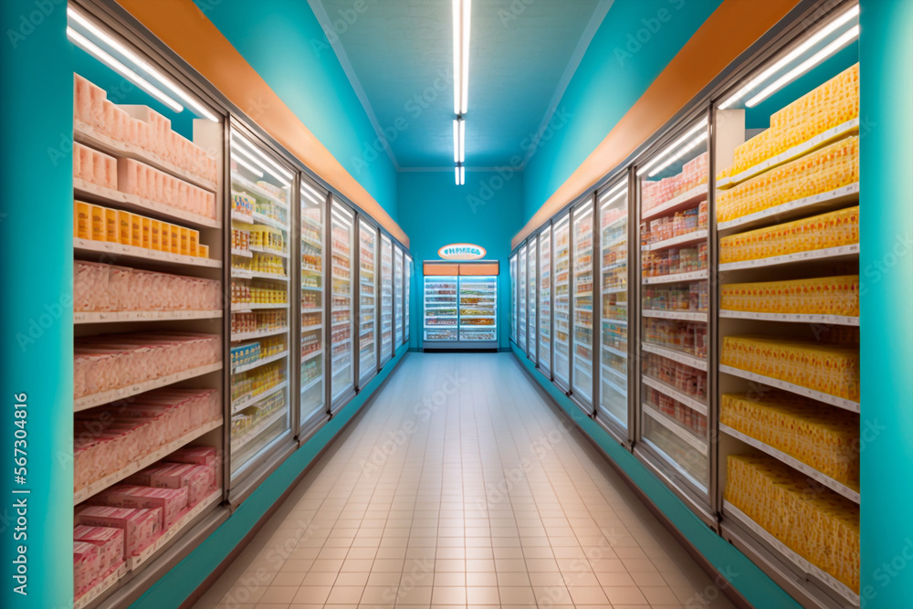 Aisle of a supermarket - AI generative 