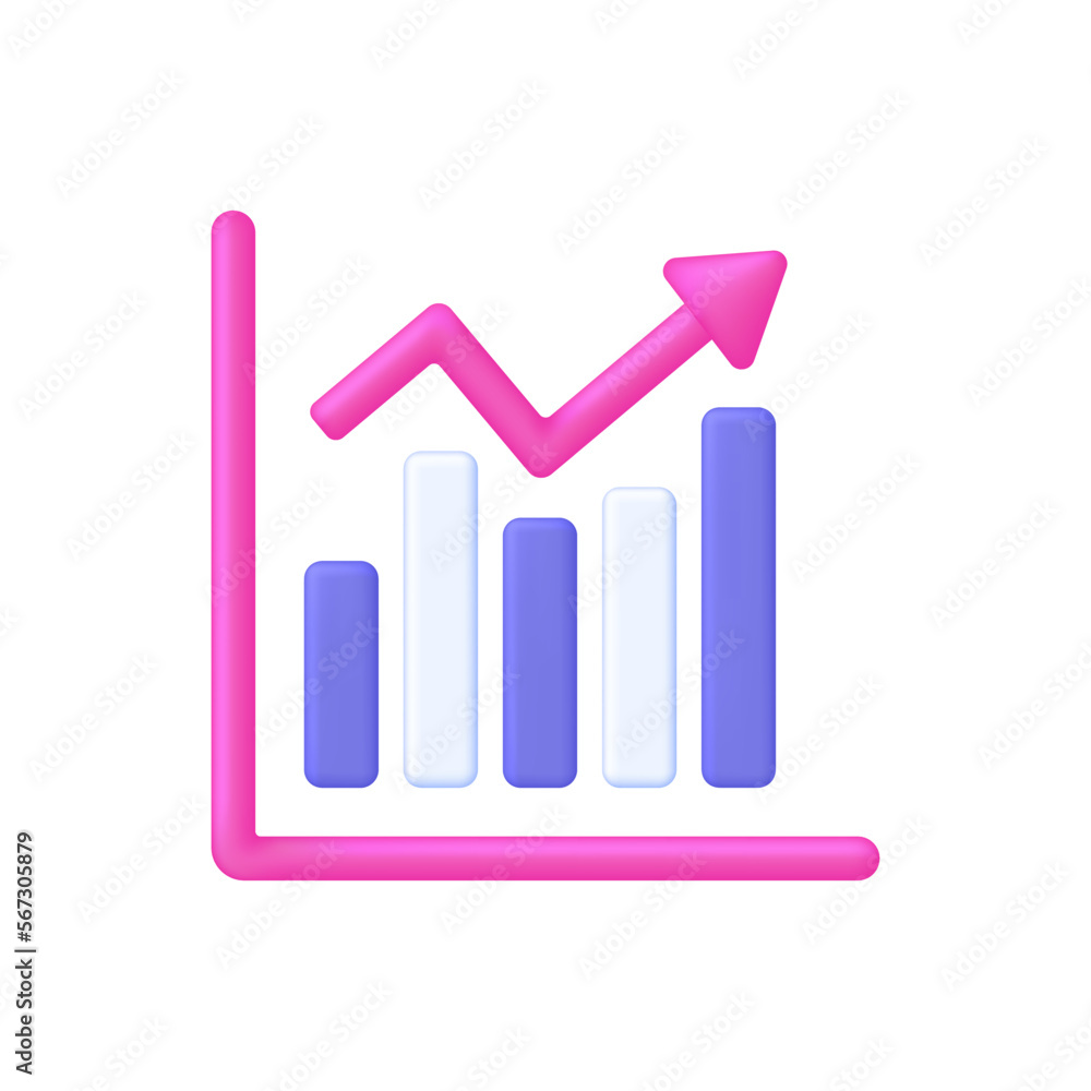 3D Growing bar graph illustration. Making goals and goal achievement, growth business success. 3D Growing bar graph illustration. Making goals and goal achievement, growth business success.