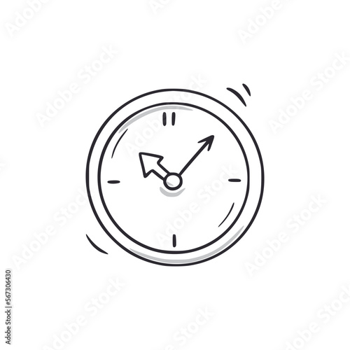 Clock doodle. Clock time hand drawn sketch style icon. Time measurement doodle drawn concept. Vector illustration
