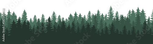 Fotografiet Forest blackforest vector illustration banner landscape panorama - Green silhoue