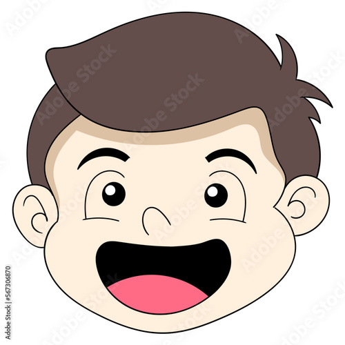 chief boy is laughing happily and handsome