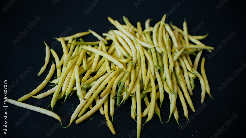 beans on a black background