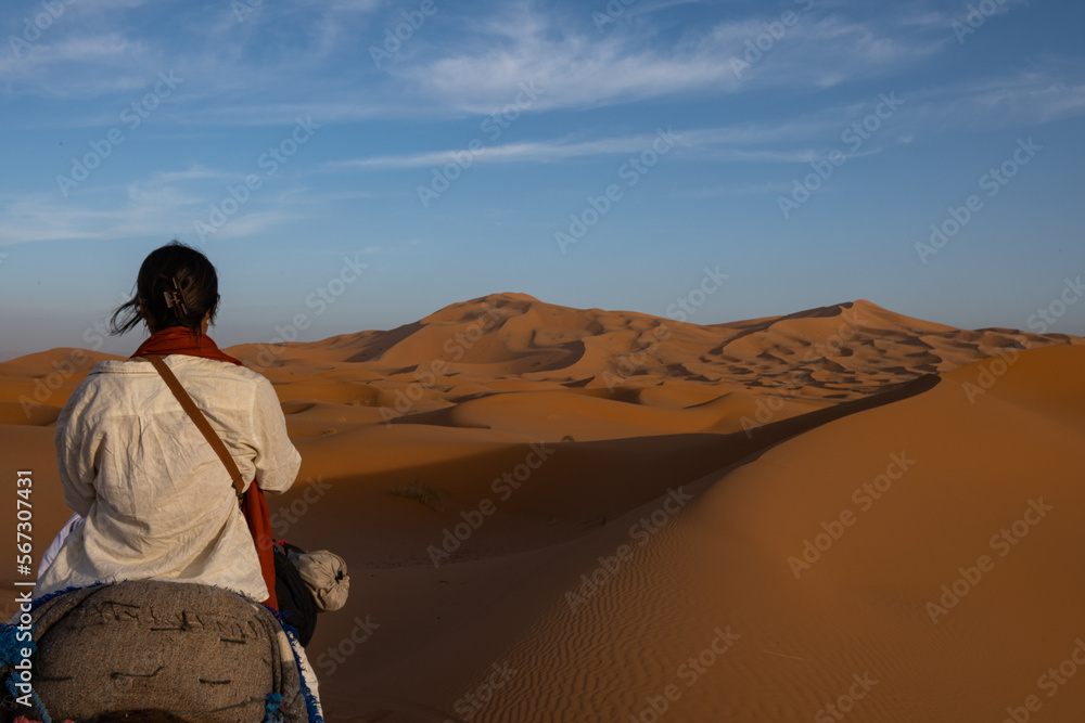 person in desert on a camel