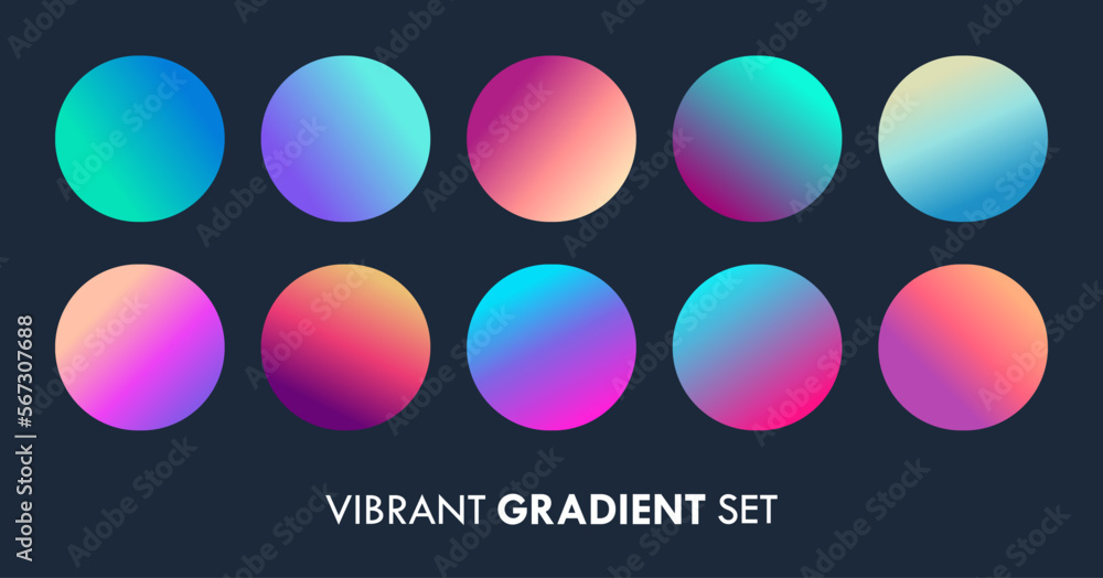 Colorful Vibrant Gradient Background Swatches Vector Set