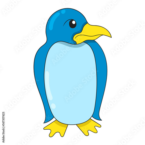 the penguin is standing alone