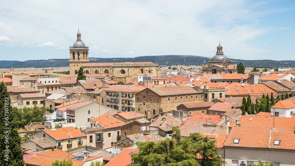 Panoramic drone view of the city of Ciudad Rodrigo, Salamanca, Spain