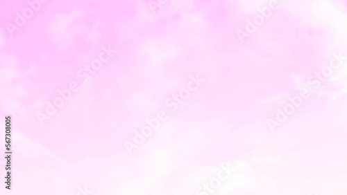 Pink sky background with white clouds. Cloud background in pastel baby pink color