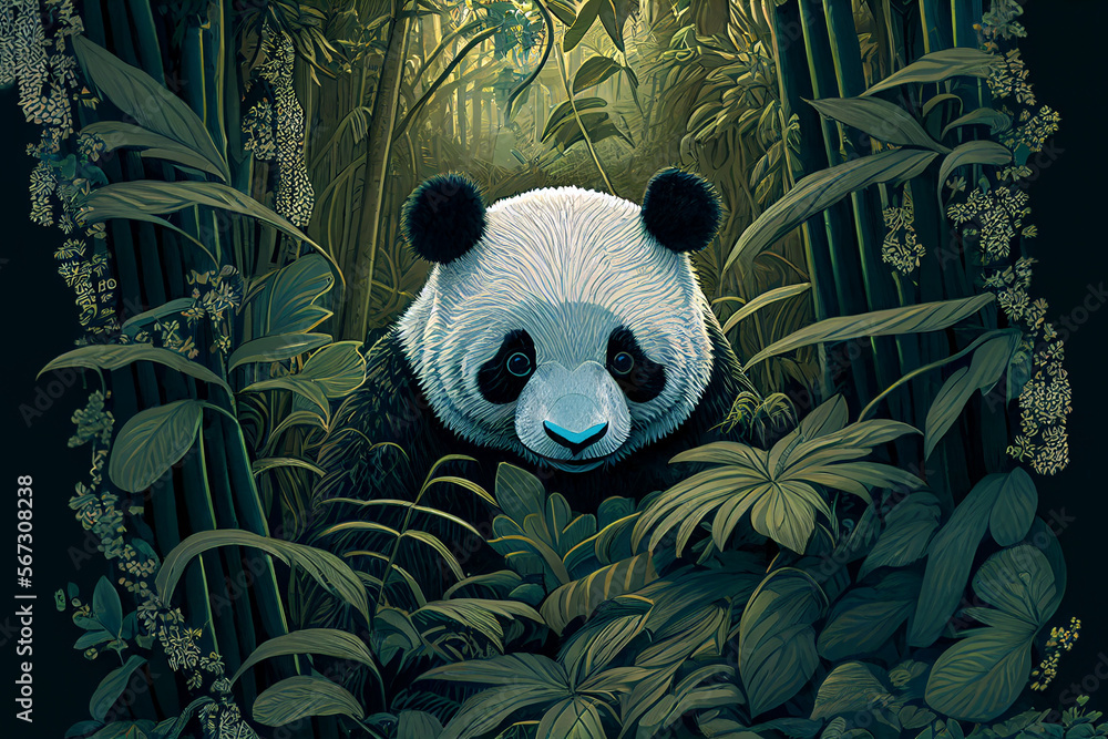 Panda dans son environnement - obrazy, fototapety, plakaty 