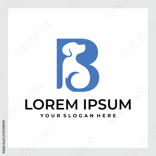 dog cat logo formed b letter vector element design.Letter linear logo B. Initial Icon B, and Paw vector line art illustration
