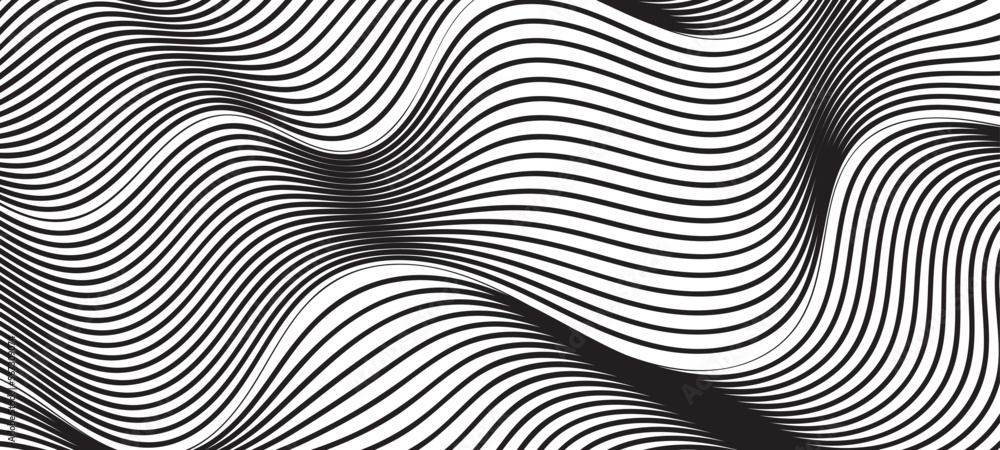 black and white abstract wavy background