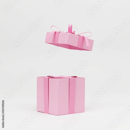 Pink open gift box isolated on white background