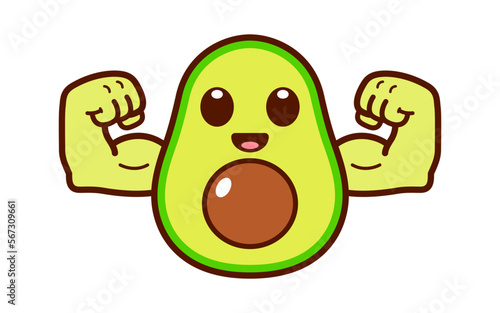 Cute Strong Avocado Character Illustration