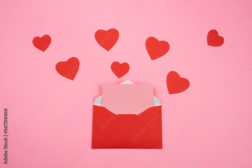 Envelopes with hearts shape scattered out Envelopes with hearts shape scattered out