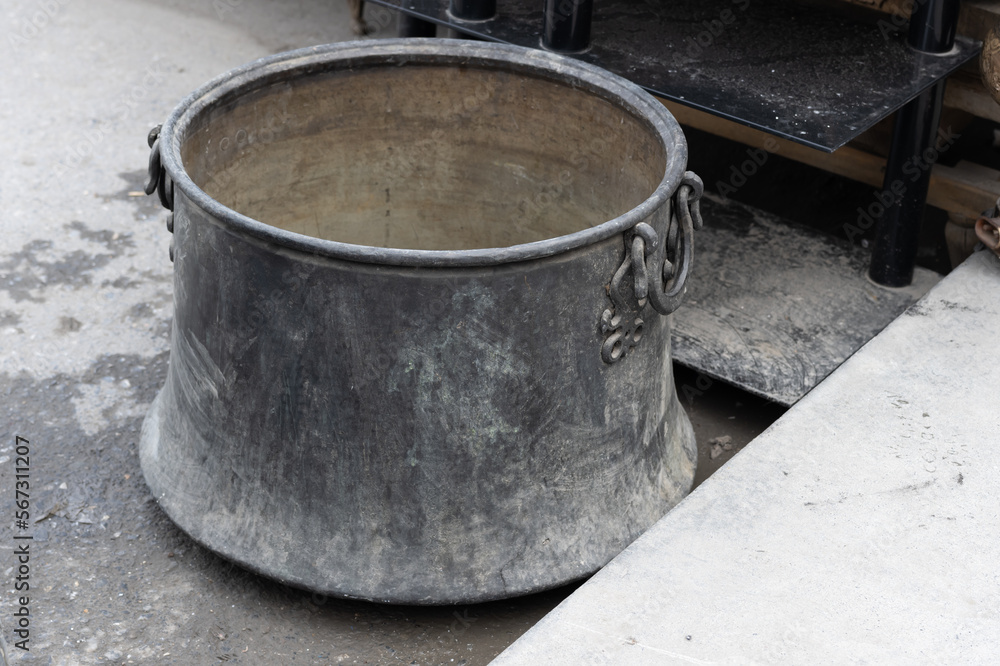 Antique Copper Pot With Handle in Turkey.