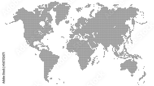 World map with small blacks dots pattern