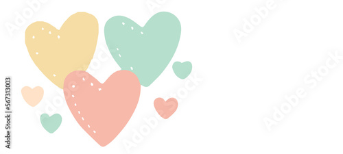 Lots of cute hearts in soft shape in pastel light colors transparent illustration, generative ai