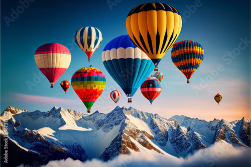 Bright balloons in the sky. Balloon Festival. AI generated. © StockMediaProduction