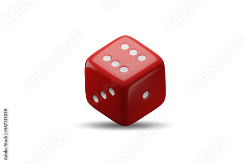 Uncertainty concept with dice standing on its edge - 3d rendering