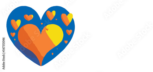 Hearts in bright and blue colours for valentines 2023 illustration, transparent generative ai 