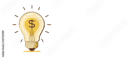 Illustration of a Light bulb with dollar inside a symbol for a good idea for a business venture transparent background,  generative ai