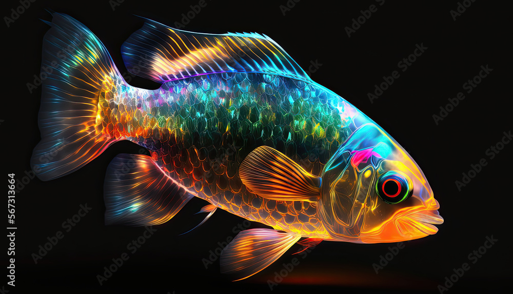 Close-up Of Fish Against Black Background. AI generated Close-up Of Fish Against Black Background. AI generated