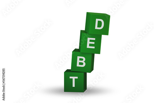 Loan and debt concept with cubes - 3d rendering