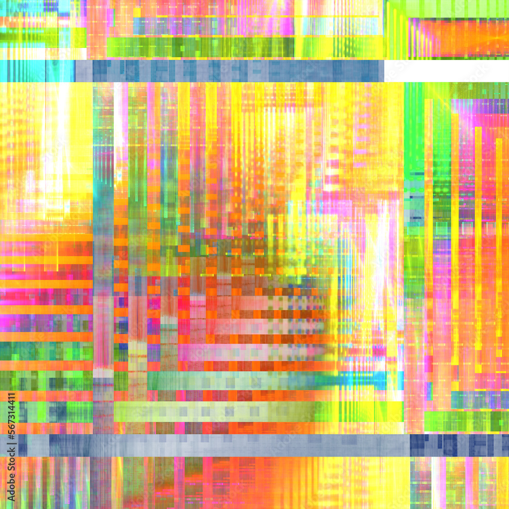 Fototapeta premium Glitch art, data error. Colorful abstract background. Glitchy TV test pattern.