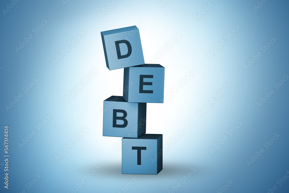 Loan and debt concept with cubes - 3d rendering Loan and debt concept with cubes - 3d rendering