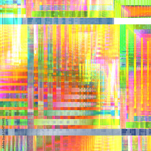 Glitch art, data error. Colorful abstract background. Glitchy TV test pattern.