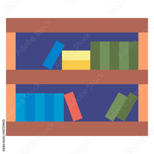 book shelves furniture flat illustration