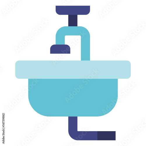 sink washbowl flat illustration