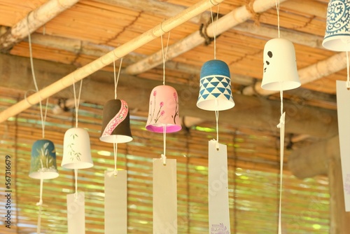 Furin is a kind of small bell that is hung under the eaves in summer in Japan.When the wind blews, they ring. The sound makes us a little cooler in hot summer.