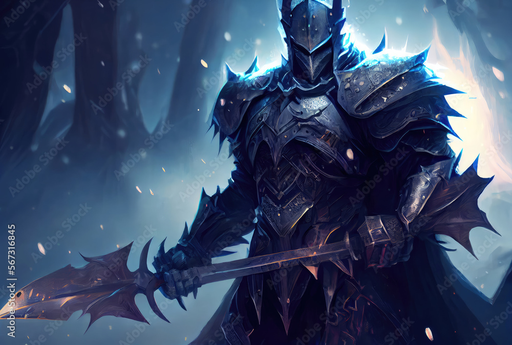 Frozen king in the frozen city background. Fantasy and character concept. Generative AI Frozen king in the frozen city background. Fantasy and character concept. Generative AI