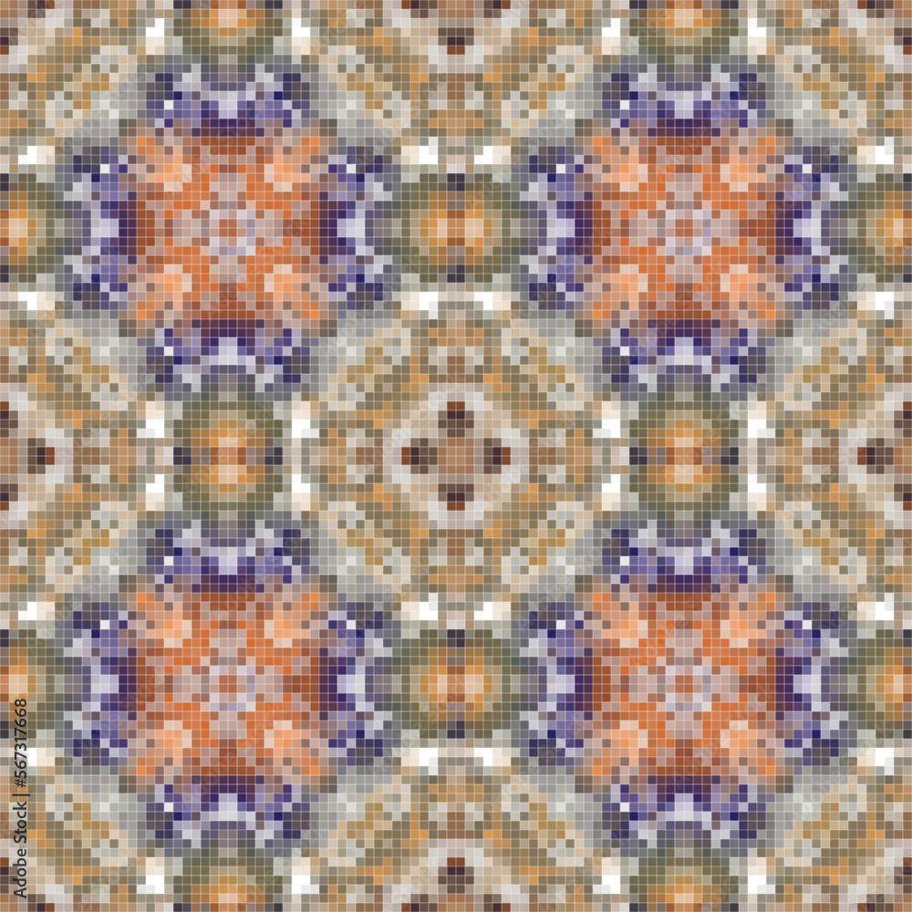 Fototapeta premium Mediterranean mosaic seamless pattern design, Repeat textile design. 