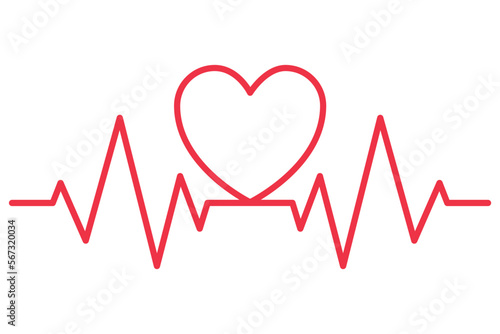 ECG Red Line Into Heart