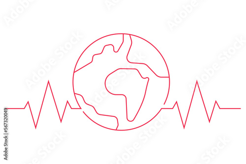 Ecg Heartbeat Line Connected With World